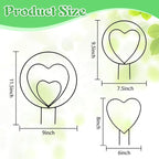 Hoya Trellis 3 Size Indoor Plants Flower Support Stakes Round or Heart Metal Trellis Set Garden Tool Accessories for Small Potted Vine Climbing Houseplants (BlackCH)