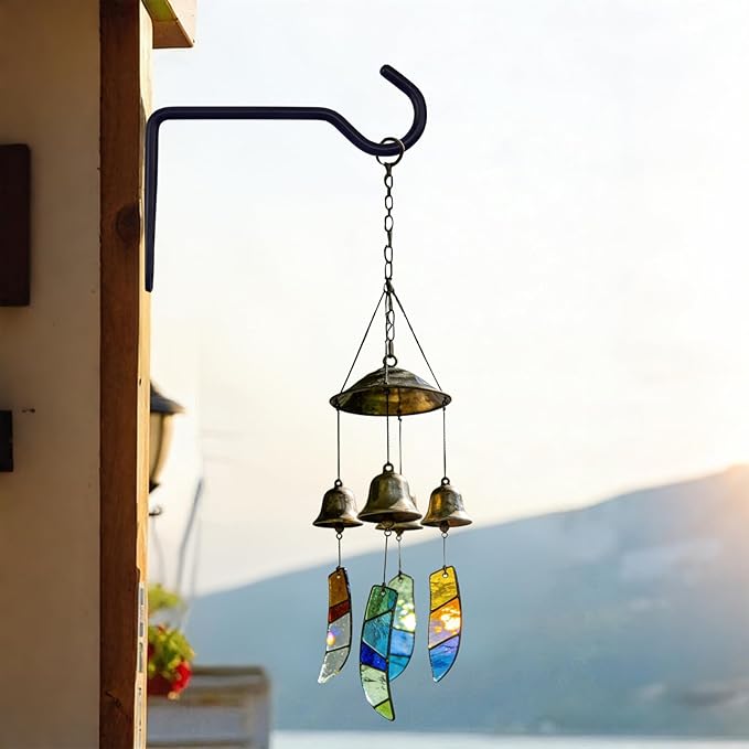 2 Pack Metal Plant Hanger for Wall, Decorative Plant Hooks for Hanging Plants, Indoor Outdoor Wall Plant Holder for Hanging Planters, Bird Feeders Home Decor (Black, 6 in-Straight Hook)