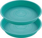 2 Pack of 8 inch Plant Saucer Clear, Heavy Duty Plastic Plant Water Tray 8 inch Round, Flower Plant Saucers for Indoors No Holes, Plant Dishes Saucer for Planter 7"/8" (8", Teal)