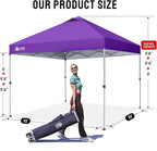 CROWN SHADES 10x10 Pop Up Canopy - Beach Tent with One Push Setup - Easy Outdoor Sun Shade for Events, Parties, Camping - Gazebo with STO-N-Go Cover Bag, Silver Coated Top, Purple