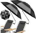 48.6" Double Canopy Beach Umbrella with Clamp, UPF50+ Beach Chair Umbrella with clip, 360°Adjustable Portable Outdoor Wheelchair, Patio, Golf Carts,Camping(Grey/Black)