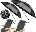 48.6" Double Canopy Beach Umbrella with Clamp, UPF50+ Beach Chair Umbrella with clip, 360°Adjustable Portable Outdoor Wheelchair, Patio, Golf Carts,Camping(Grey/Black)