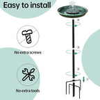 Yiabivo Solar Powered Bird Bath with Fountains for Hummingbirds,Stable Stylish Design with 5-Prong Base Stake Plastic Bird Bath for Outside Lawn Patio Yard Garden
