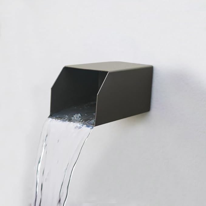 PONDO 4" Square Water Fountain Spout, 316 Stainless Steel Spillway Waterfall Accent Scupper with Integrated Spray Baffle for Landscape Decor, Ponds, Pools, Water Walls, Fountains (Dark Brown)