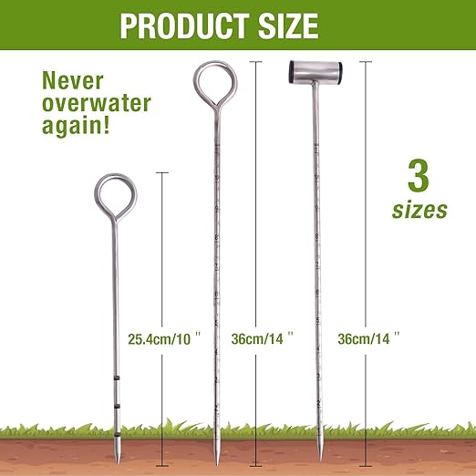 Soil Probe 14 Inches Moisture Meter for Plants, T-Handle Soil Moisture Sampler with Dual Scale Markings, House Plant Water Monitor No Batteries Required