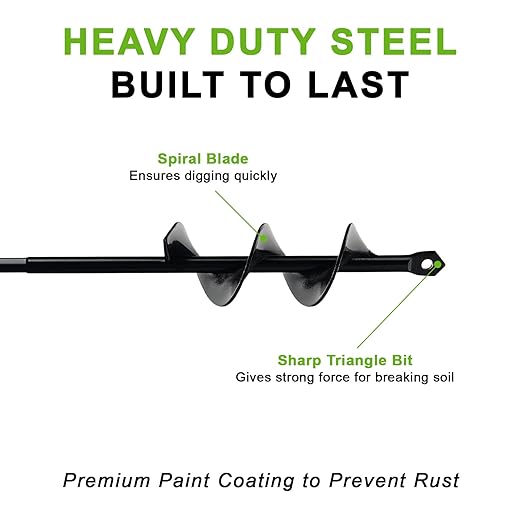 Auger Drill Bit for Planting 1.6 x 9 Inch, Garden Spiral Hole Drill, Bulb Auger, Easy Planter Rapid Planter Bulb & Bedding Plant Auger for 3/8" Hex Drive