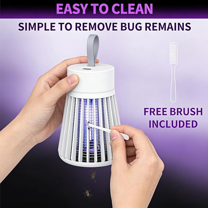 Bug Zapper Outdoor and Indoor Mosquito Zapper, Hanging Rechargeable Mosquito Killer Lamp - Portable UV Insect Trap for Indoor/Outdoor, USB-Powered with Grid for Camping, Bedroom, Patio, Kitchen