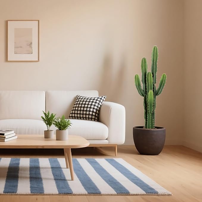 Nafresh UV-Resistant Artificial Fake Cactus Plants 4ft – Large Faux Cowboy Cactus for Indoor & Outdoor Home, Office, or Garden Decor