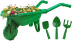 Duckura Kids Wheelbarrow Set - Gardening Tools for Kids with Shovel, Rake, Trowel, Outdoor Yard Lawn Digging Weed Toys, Easter Birthday Gifts for Boys Girls Age 2 3+Years Old(Green B)
