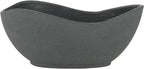 Classic Home and Garden Arc Unique Planter Bowl w/Drain Plug - UV Resistant Shallow Planter - Modern Plant Pot for Herbs (12” Concrete)