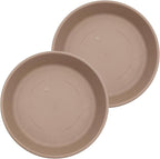 The HC Companies 14 Inch Classic Round Plant Saucer, Lightweight UV-Resistant Plastic Outdoor & Indoor Flower Pot Tray, 2-Pack Plant Pot Trays for Garden & Home Decor, Sandstone