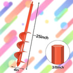 4" x 25" Upgraded Auger Drill Bit for Planting, Extanded Length Garden Auger Drill Bit for 3/8" Hex Drive Drill, Garden Spiral Hole Drill Planter for Bulb Planting, Bedding Plants, Umbrella Holes