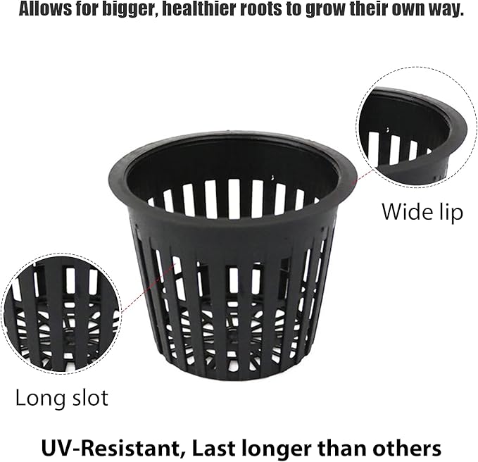 3 Inch Net Pots for Hydroponics 60 Packs with Plant Labels 60Pcs Heavy Duty Wide Mouth Net Cups Slotted Mesh Pot Garden Supplies (3 inch 60 Packs)