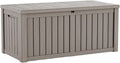 150 Gallon Large Outdoor Storage Box Waterproof, UV Resistant Resin Deck Box with Hydraulic Rod & Lockable Latch for Patio Furniture, Outside Storage Box for Garden Tools, Patio Cushions, Gray