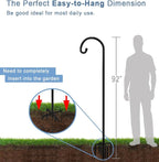 Artigarden 92 inch Outdoor Shepherd Hook with 5 Prong Base (2 Packs), Adjustable Heavy Duty Garden Hanging Stake for Bird Feeder Solar Light Plant Hanger Wedding Decor, Matte Black