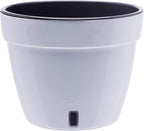 DecoPots - 7.1 Inch Self Watering Planter - Modern Flower Pot with Water Level Indicator for All House Plants, Flowers, Herbs (Diameter 7.1", White/Black)