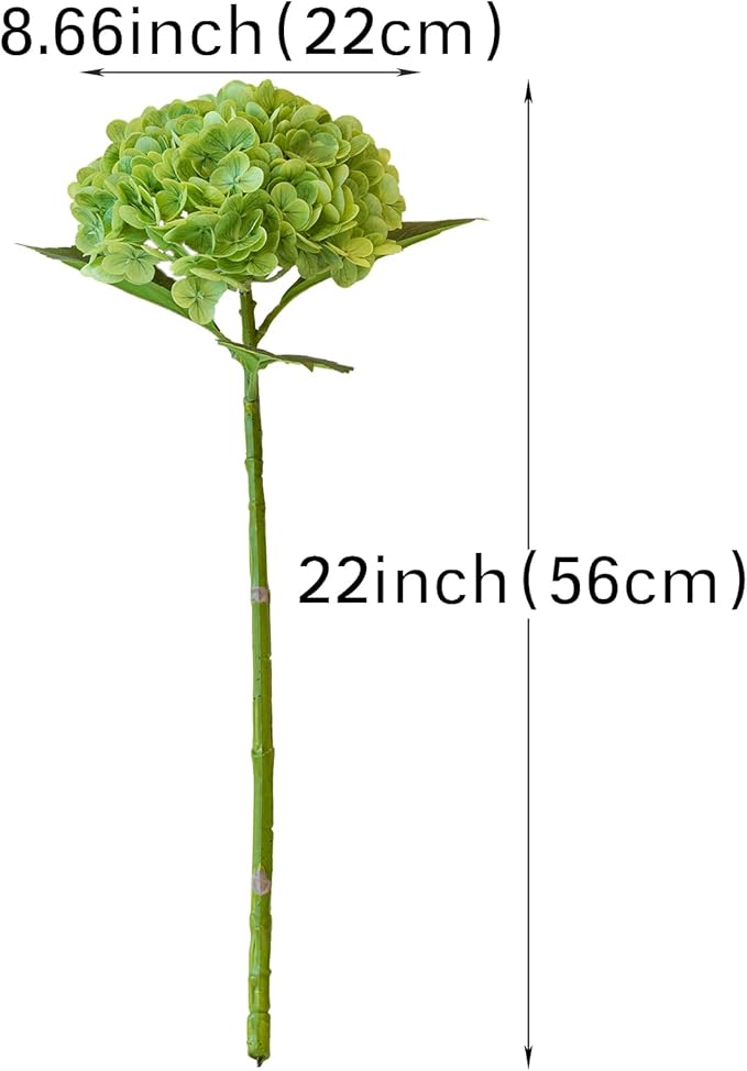 DUYONE 4Pcs Green 22 inch Lifelike Artificial Hydrangea, Large Flowers Artificial Flowers Dry Flowers Outdoor Wedding Christmas Office Family Party Living Room Table Decoration