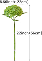 DUYONE 4Pcs Green 22 inch Lifelike Artificial Hydrangea, Large Flowers Artificial Flowers Dry Flowers Outdoor Wedding Christmas Office Family Party Living Room Table Decoration