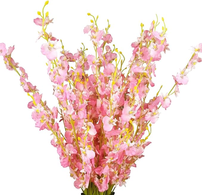 Pink Flowers Artificial Silk Orchids Bulk 12 Pcs (38.5”) Long Stem Artificial Flowers for Tall Vase, No Include Vase