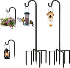 Breeze Touch 2Pack 92 Inch Adjustable Shepherd Hooks for Outdoor Outside, Heavy Duty with 7 Prongs Base, for Hanging Lantern, Hummingbird Feeder, Lightweight Plant, Wind Chime, Bird Feeder Hanger