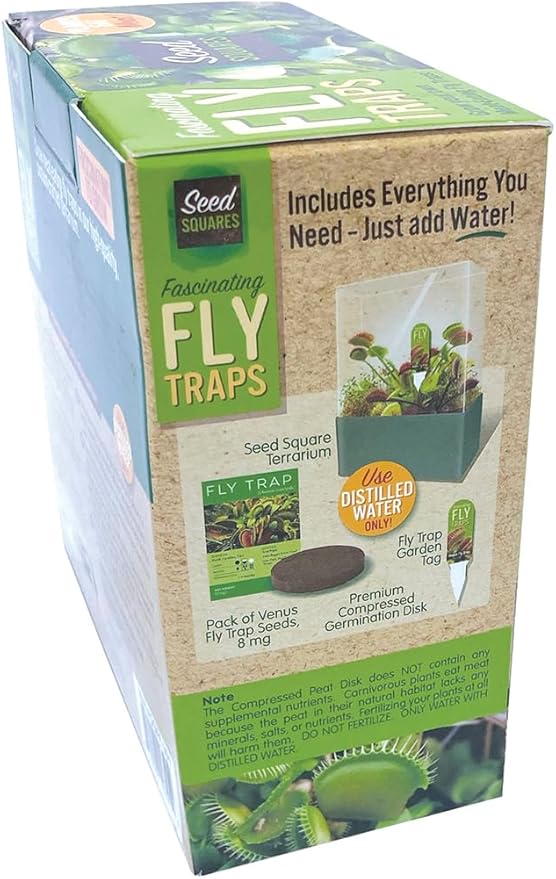 Unique Gardener Grow Your Own Venus Fly Trap, Complete Adults Square Terrarium Starter Kit to Plant Fascinating Man Eating Fly Traps, Includes All Supplies for Indoor Flytrap Terrariums