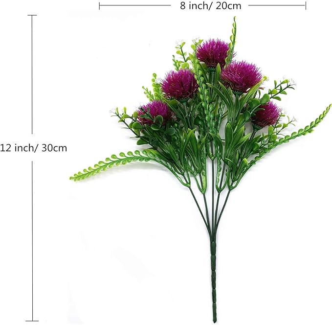 Artificial Dandelion Plants Decor, Fake Plastic Flowers Shrubs Bushes Grass for Indoor Outdoor Home Garden Wedding Party Table Centerpieces Arrangements Decoration Planting Filler Fuchsia 4 Pack