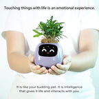 Smart Pet Planter, Smart Plant Pot, With Artificial Intelligence, Time Weather Display, And Multiple Expressions Animation,Lovely Plant Companion, For Desktop Decoration, Gifts,Plant-Free (Purple)