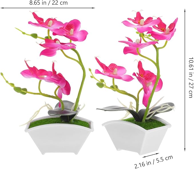 POPETPOP Mini Artificial Orchid Plant in Pot 10.62X8.66X2.16In Realistic Simulated Phalaenopsis Faux Flower for Desk Bathroom Kitchen Decor Small Potted Plant