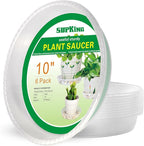SupKing 6 Pack Plant Saucers Drip Tray, 6 8 10 12 14 15 Inch Heavy Sturdy Plastic Flower Pot Saucers for Indoor,Clear Plastic Planter Water Tray for pots Base (10''-Clear)