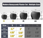 Plant Pots, Modern 3D Printed Honeycomb Planters for Indoor Plants, 4.7/6 Inch Matte Black Decorative Flower Pot for Office Desktop, Bookshelf & Home Decor, Lightweight & Durable.