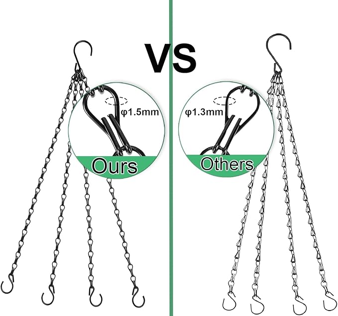 Heybe Hanging Baskets Chains 23 Inches 4 Leads Hanging Chains Flower Pot Hanger Replacement Plant Hangers for Planters and Lanterns, Pack of 3 (4 Legs)