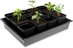 RooTrimmer Seed Starter Tray, 5 Packs Plant Tray, Durable Plastic Growing Trays, Stackable Seedling Starter Trays Perfect for Indoor, Outdoor, Greenhouses, 16.5" L x 13.2" W x 2.8" H - Black