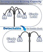 Upgrade 4-Hook Shepherds Hooks for Outdoor with Plastic Tube, 60" Heavy Duty Bird Feeder Pole with 5 Prongs Base, Adjustable Garden Hook for Solar Light, Hanging Plant, Wedding Decor, 2 Pack