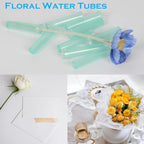30 Pieces Floral Water Tubes 2.8 Inch Green Color Plastic Flower Vials with Caps for Flower Arrangement Decoration