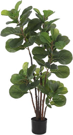 GlowSol Faux Fiddle Leaf Fig Tree, 4 Ft Artificial Ficus Lyrata Plant with 72 Fiddle Leaves, Fake Floor Plant in Pot for Indoor Outdoor Living Room House Office Bedroom Decor