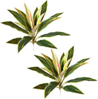 2 Pcs Artificial Cordyline Fruticosa Logs Tropcial Plant 21.6in Fake Dracaena Tree for Indoor Outdoor Office Home Living Room Patio Greenery Porch Decor (White)