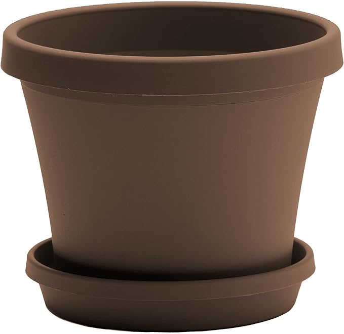 Bloem Terra Pot Round Planter: 16", Chocolate, (No Saucer Included) Matte Finish, Durable Resin, Traditional Style Pot, For Indoor and Outdoor Use, Gardening, 8 Gallon Capacity, Saucer Sold Separately