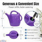 PMU 2 Gallon Watering Can - Garden Watering Can for Indoor & Outdoor Plants - Plastic Water Can with Detachable Sprinkler Head - Large Water Pot, Made in USA - Purple Pkg/12
