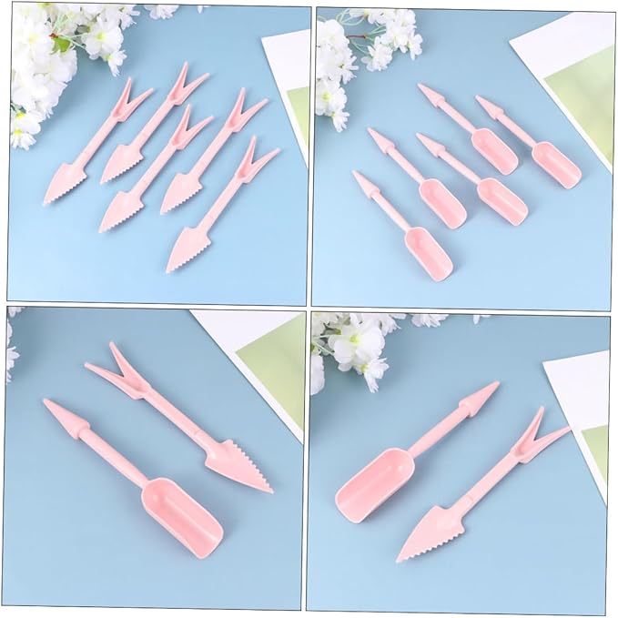 GLEAVI Succulent Plant Transplanting Tool Set 20pcs Plastic Gardening Accessories 16cm Pink Hand Tools for Pot Plants and Flower Maintenance in Garden and Lawn Care