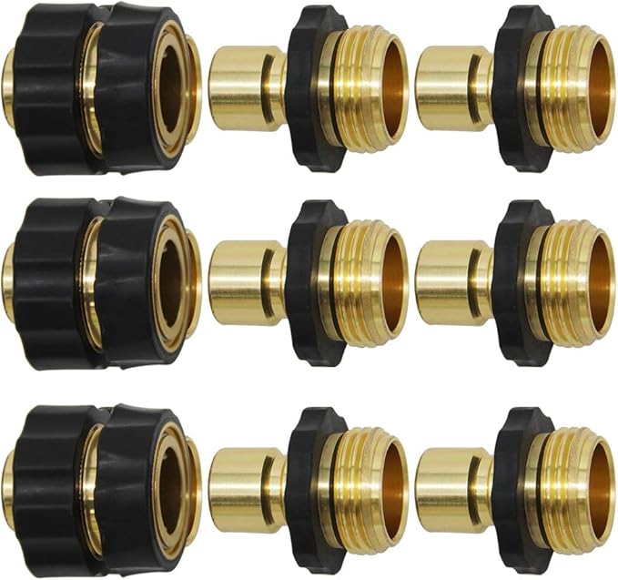 Twinkle Star 3/4 Inch Garden Hose Quick Connector Water Hose Fitting Male and Female, 9 of Set