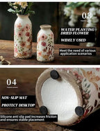 Vintage Flora Ceramic Vase Set, Retro Rustic Cute Vase Gift, Art Decorative Vase for Your Home, Kitchen, Bedroom, Office, Living Room, Bathroom, & Shelf Centerpiece Table Decorations