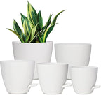 Vanslogreen Plant Pots, 7/6.5/6/5.5/5 Inch Self Watering Planters, Pots for Indoor Plants with Drainage Hole for Succulents, African Violet (Matte White)