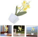 ORFOFE Artificial Orchid Flowers Vase Lifelike Faux Orchids Arrangement for Home Office and Living Room Decor and Space-Saving Design