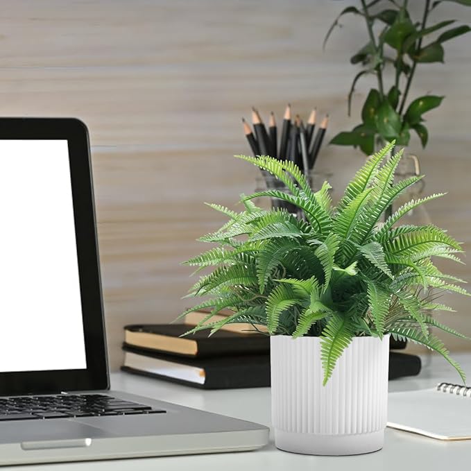Coferset Small Fake Plant Fern Potted Artificial Plants for Shelf Desk Home Bathroom Farmhouse Room Office Kitchen Farmhouse Coffee Table Decor