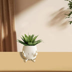 Smiling Plant Pot with Middle Fingers Up, Flower Pots for Succulents, Funny Resin Figure Planter Pot for Indoor Outdoor