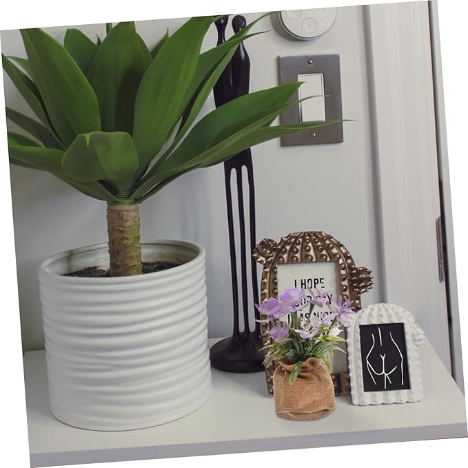 Zerodeko Artificial Phalaenopsis Orchid in Pot Faux Orchid Bonsai with Rope Bag Lifelike Plastic Flowers Home Decoration for Living Room Office Table Display