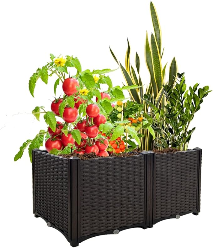 Raised Garden Beds Planters for Outdoor Plants Box Plastic Elevated Garden Bed Kit for Vegetables Flowers Herbs in Backyard Patio Balcony