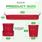 Plexon Herb Planter Indoor Garden Set of 3 with Tray, Metal Herb Pots for Indoor Plants, Round Kitchen Garden Kit Ideal for Windowsill Planter or Countertop, Red Powder Coated