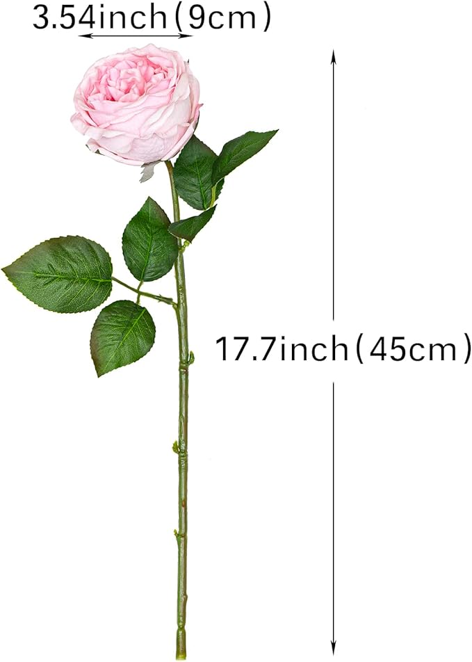 DUYONE Fake Flowers for Decoration Home Decor Artificial Flowers Austin Rose Peony Latex Fake Flower Living Room Decoration Vivid Pink Roses Peonies (Light Pink 4pcs)