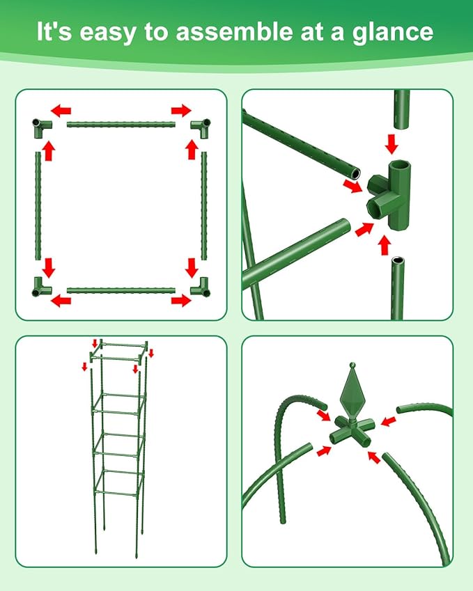 MYMULIKE Garden Trellis for Climbing Plants Outdoor & Indoor - 2 Pack 6Ft Tall Rustproof Plant Support Cage for Vines, Flowers, Vegetables, Roses | Heavy-Duty, Adjustable & Decorative